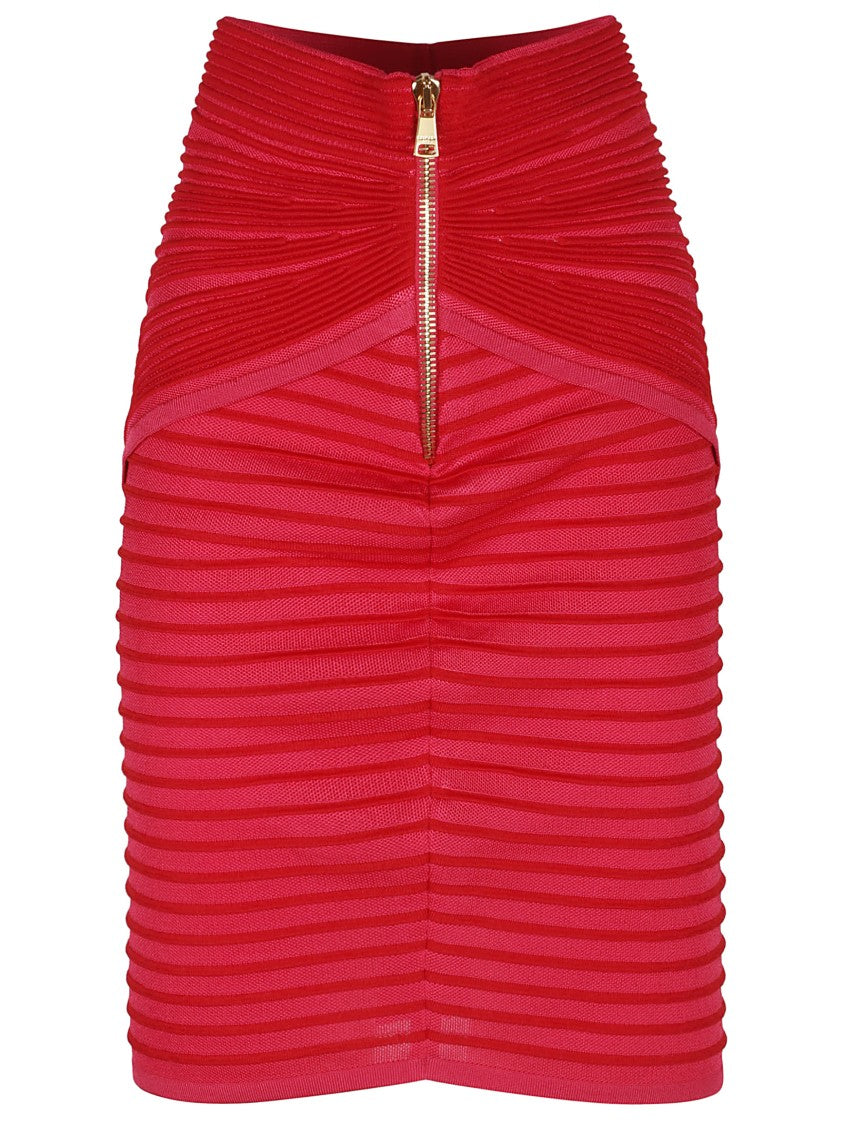 Balmain Flechage Knit Knee Lenght Skirt