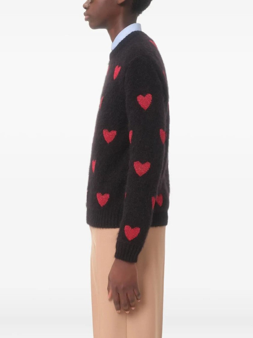 Valentino Heart Motif Mohair Knit Sweater