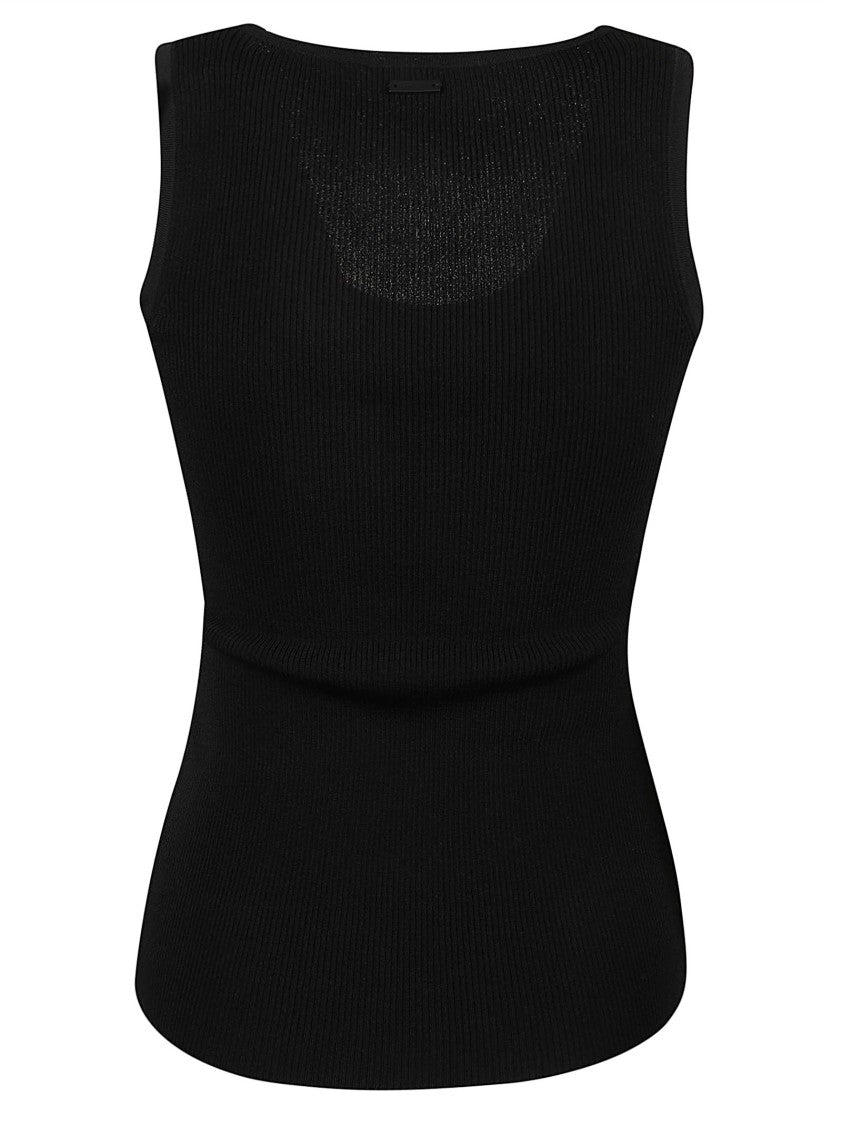 Max Mara Scoop Neck Fitted Ribbed Knit Top