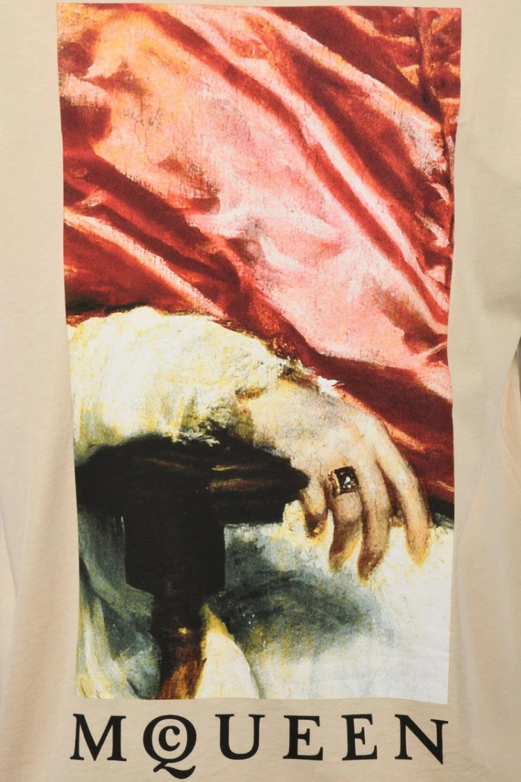 Alexander Mcqueen Artistic Print Cotton T-Shirt
