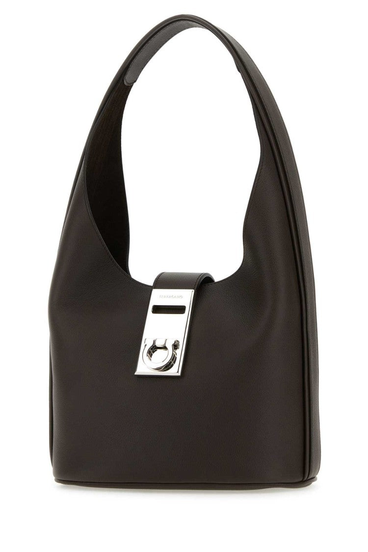 Salvatore Ferragamo Dark Brown Leather Medium Hobo Handbag