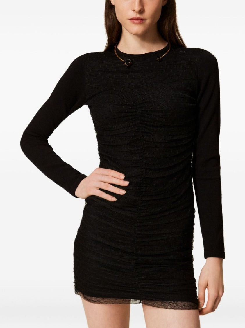 Twin-Set Fitted Mini Dress With Ruched Texture
