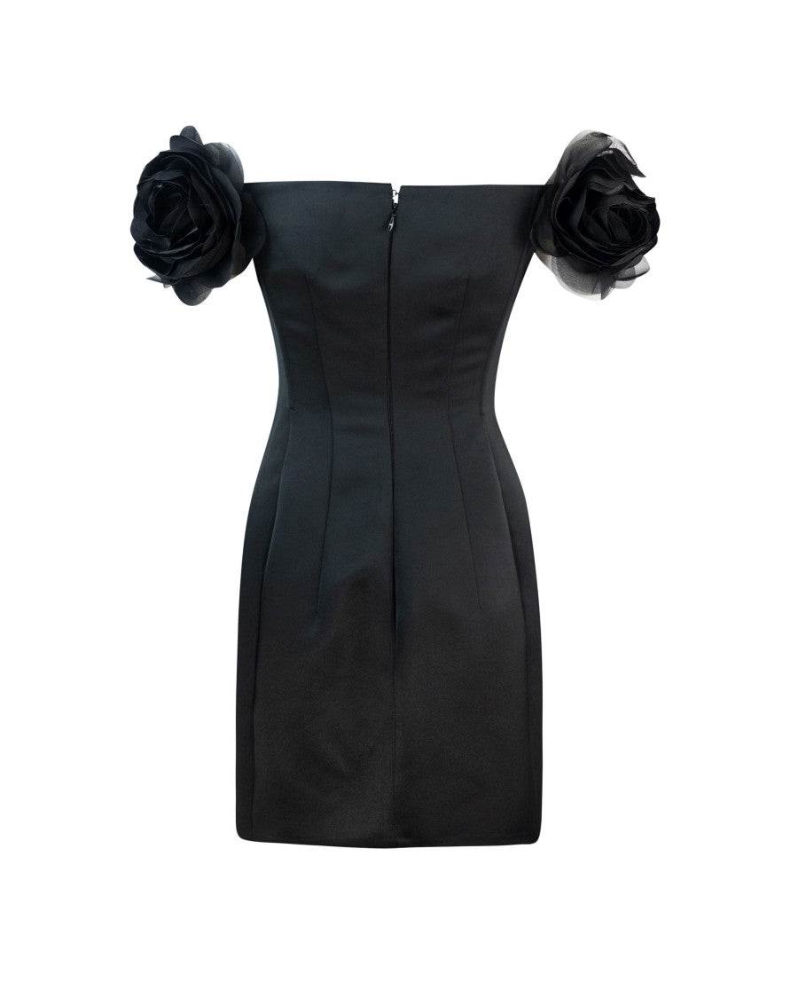 Elisabetta Franchi Duchess Dress With Floral Appliques