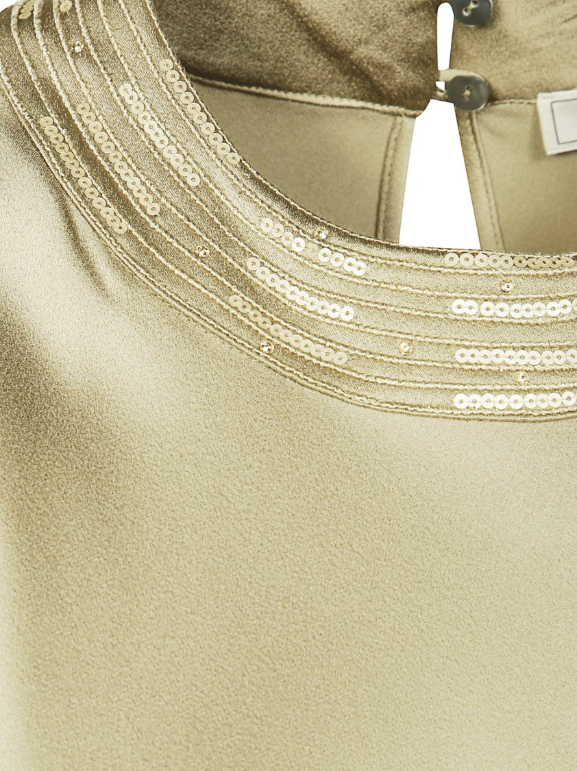 Antonelli Asymmetrical Hem Sleeveless Top With Sequin Detail