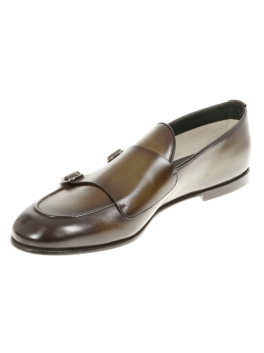 Barrett Green Leather Loafer With Decorative Buckles