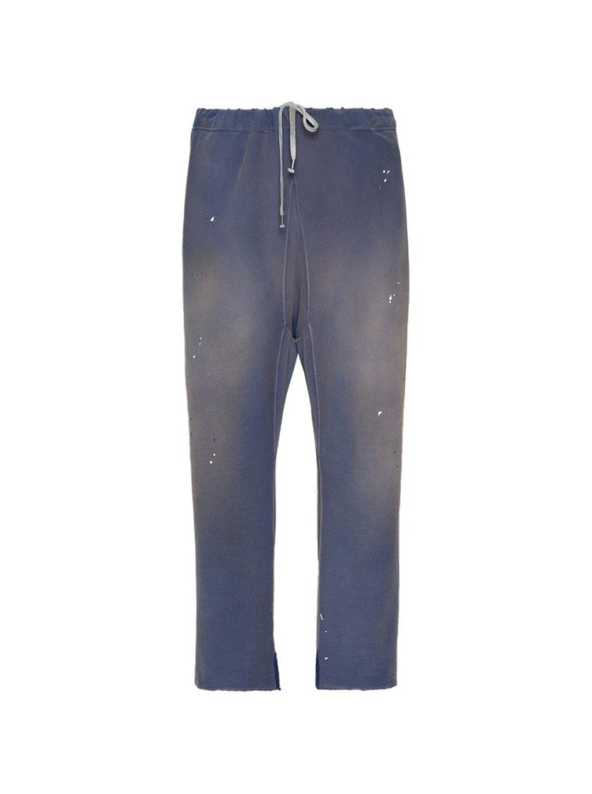 Maison Margiela Relaxed Fit Vintage Blue Pants With Artistic Paint Splatter