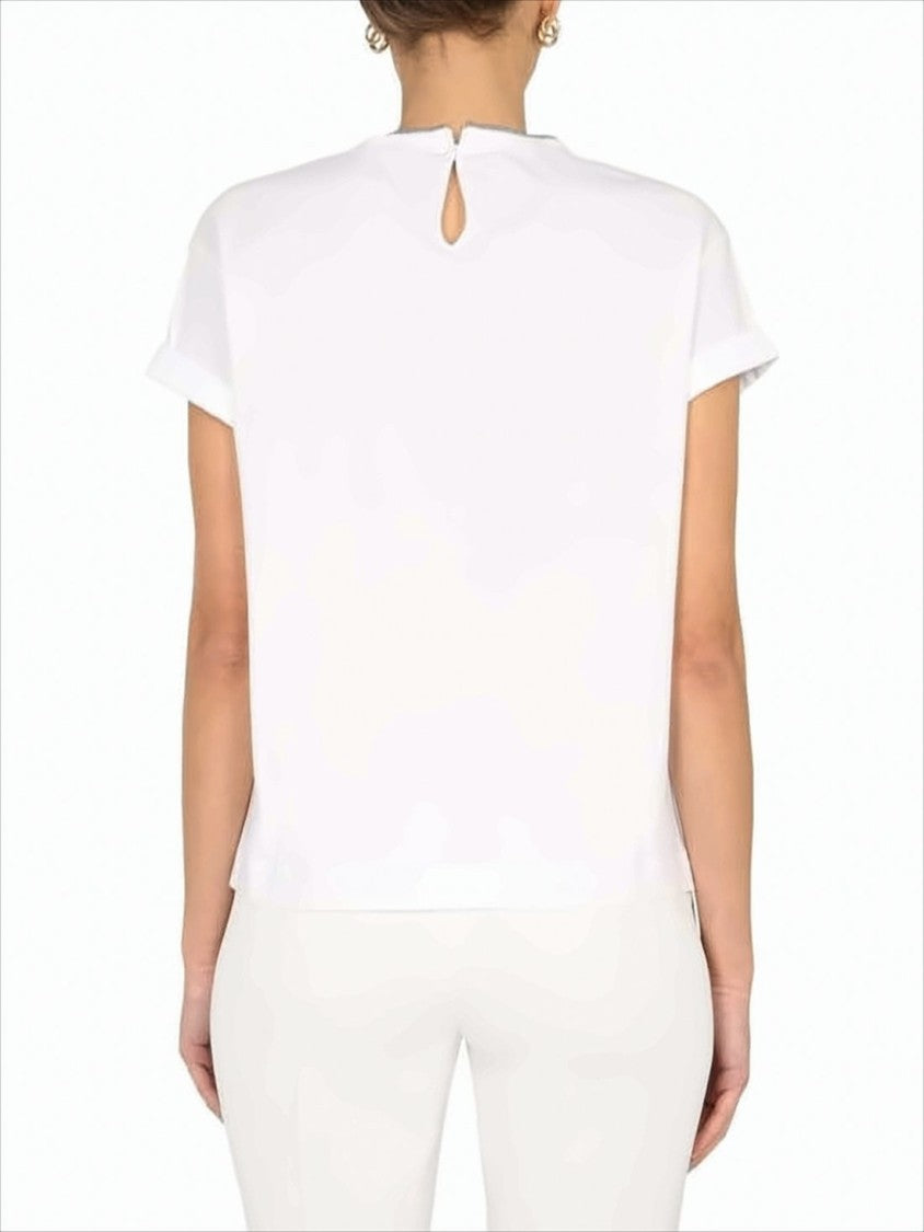 Brunello Cucinelli Short-Sleeved Top With Contrast Trim