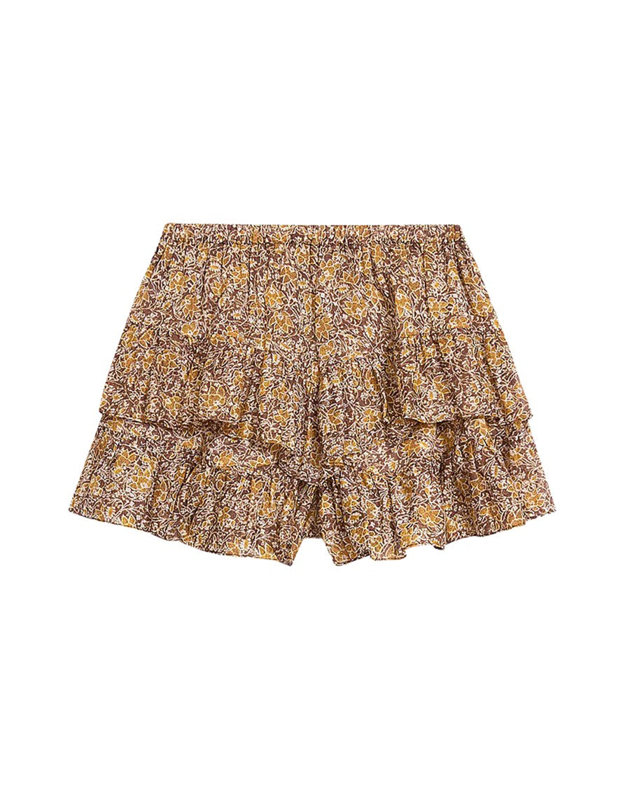Isabel Marant Étoile Floral Print Flared Shorts With Ruffled Hemline