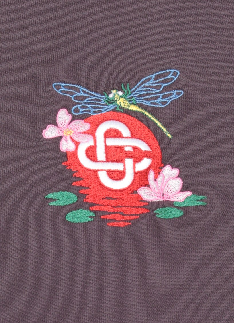 Casablanca Deep Purple Cropped Cotton Hoodie