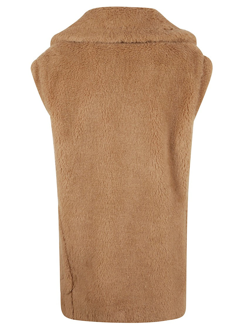 Max Mara Sleeveless Teddy Jacket With Double-Breasted Front