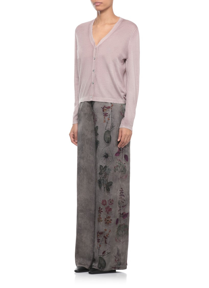 Avant Toi Purple Ribbed Trims Cashmere-Silk Cardigan