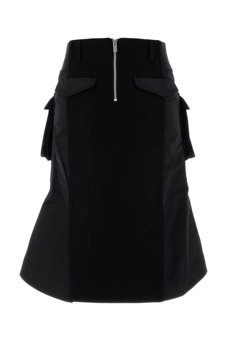 Sacai Black Wool Skirt