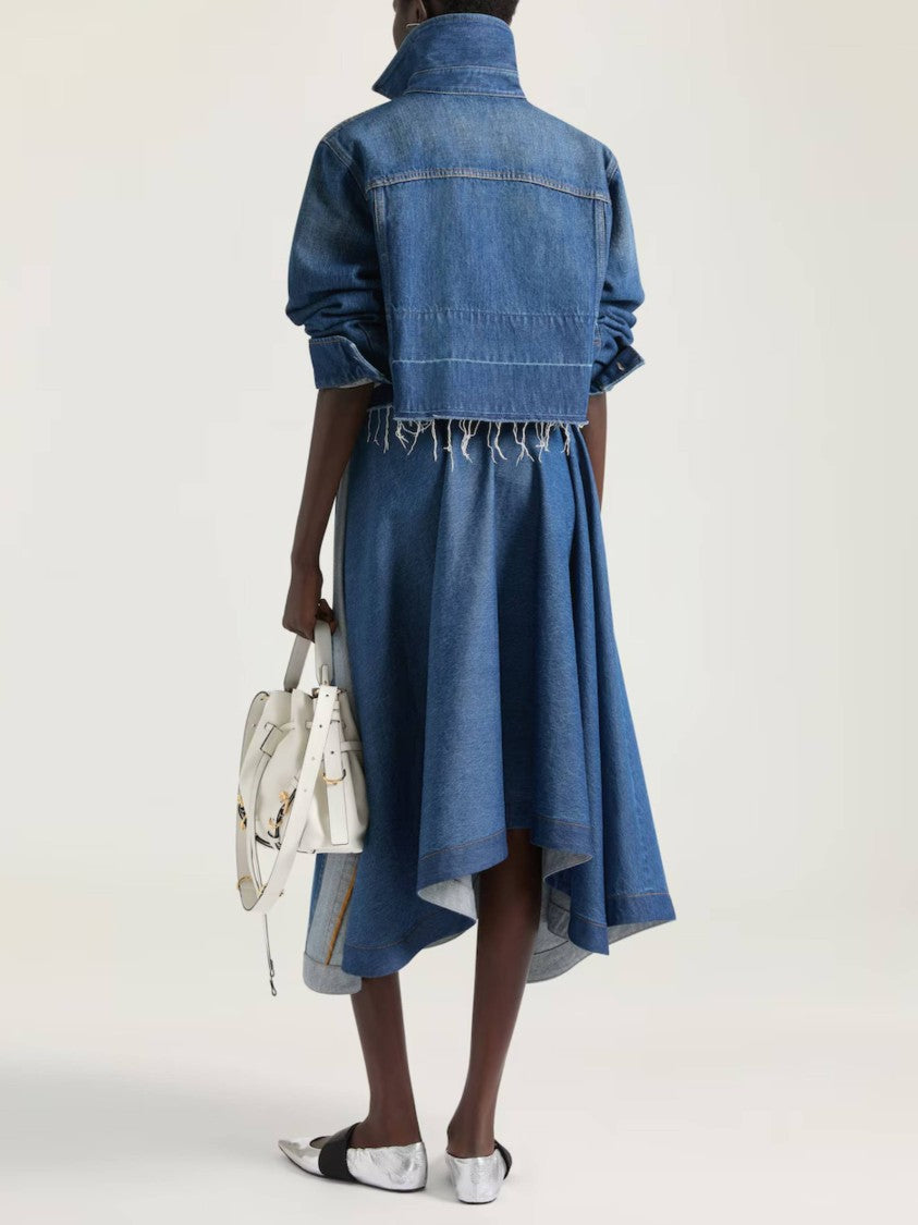 Givenchy Cropped Denim Shirt With Raw Edge Hem And Classic Button-Down Front