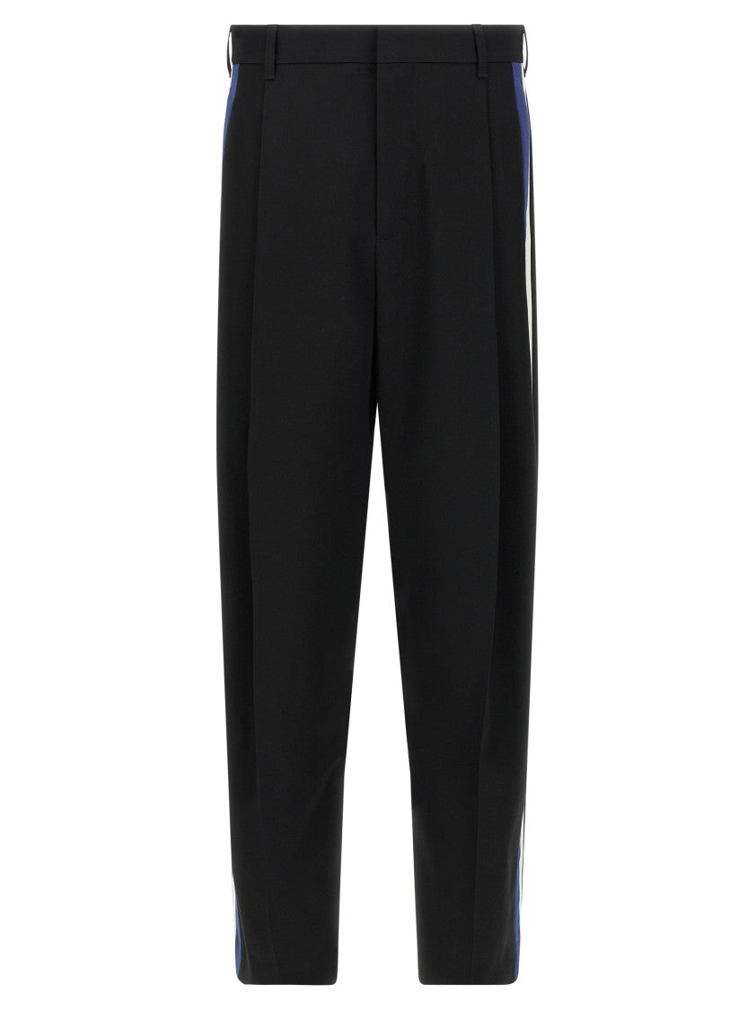 Marni Straight Leg Wool Trousers With Two-Tone Side Bands
