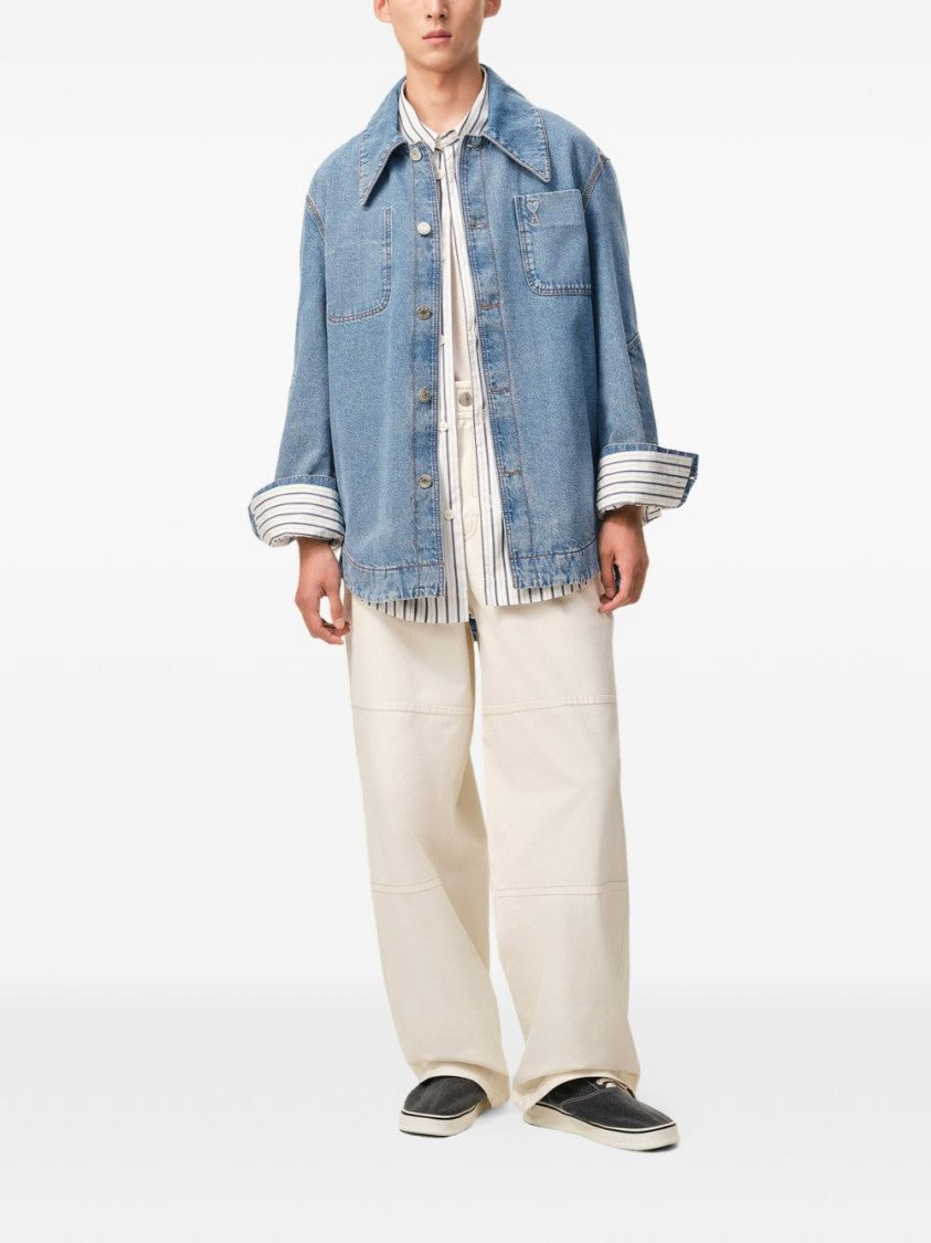 Ami Paris Used Indigo Blue Regular Collar Shirt