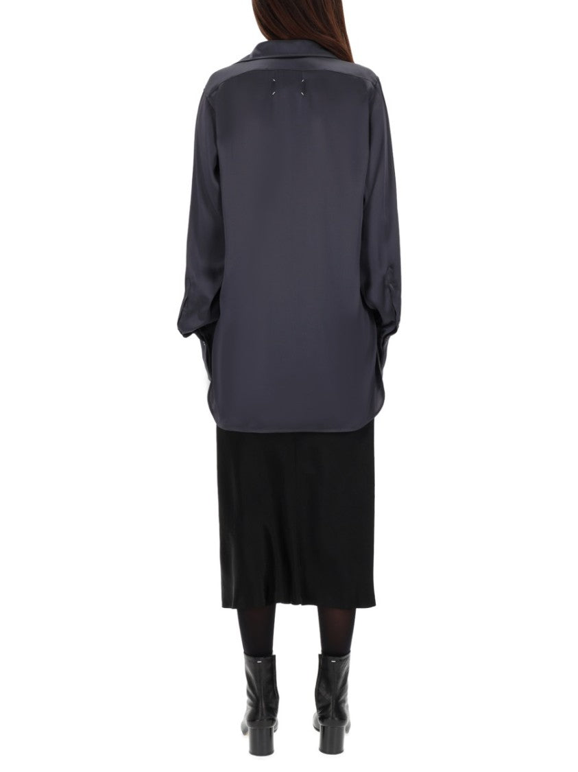Maison Margiela Asymmetrical Hem Collared Long-Sleeve Shirt