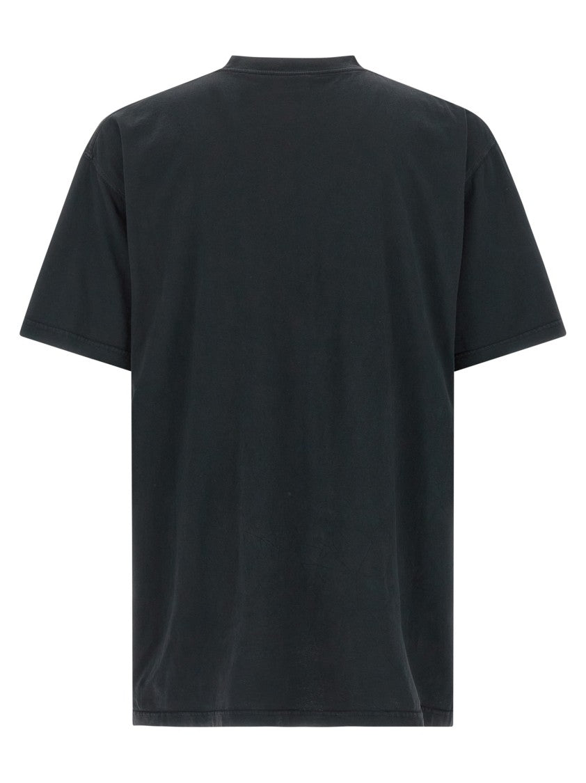 Balenciaga Relaxed Fit Black Printed T-Shirt With Layered Logo Design