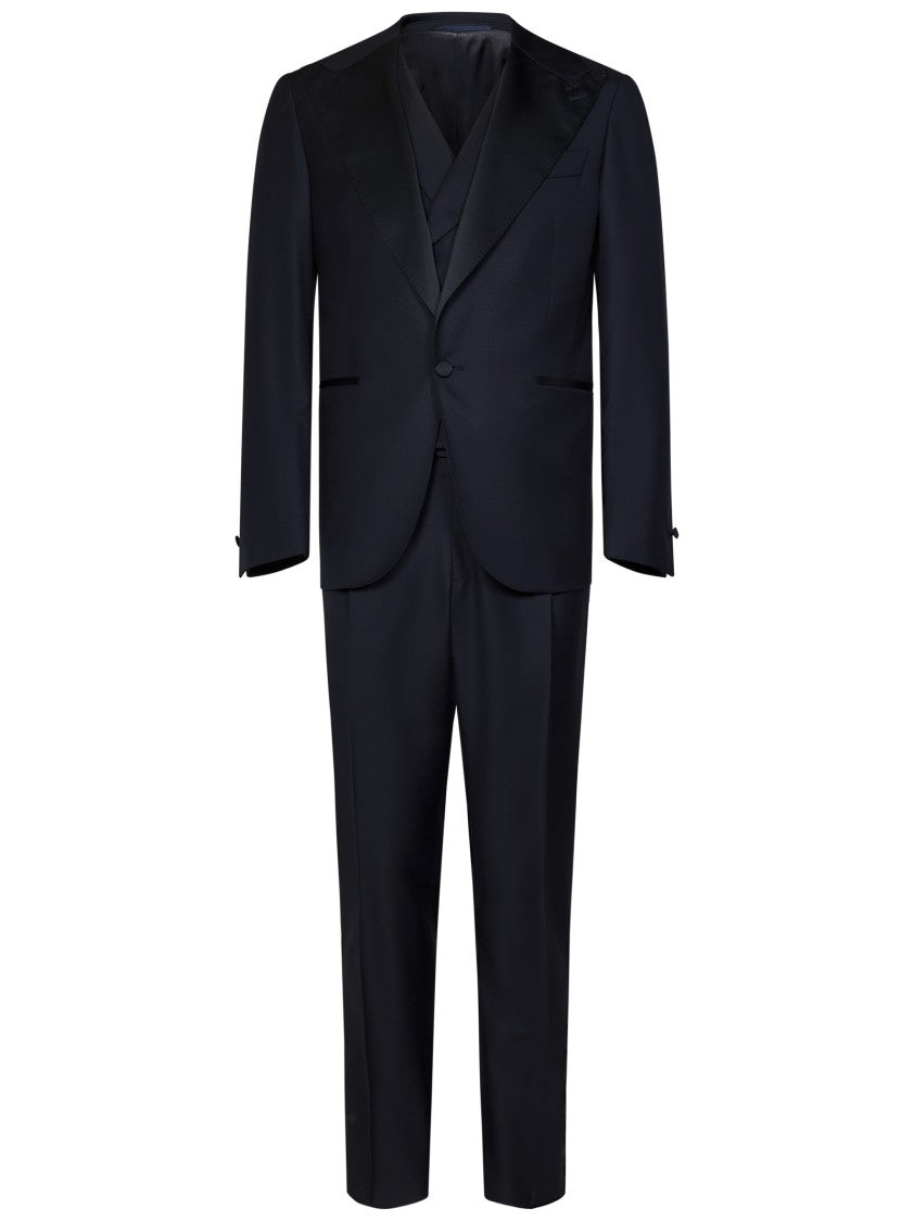 Franzese Collection Double-Breasted Tuxedo In Luxurious Blue Wool