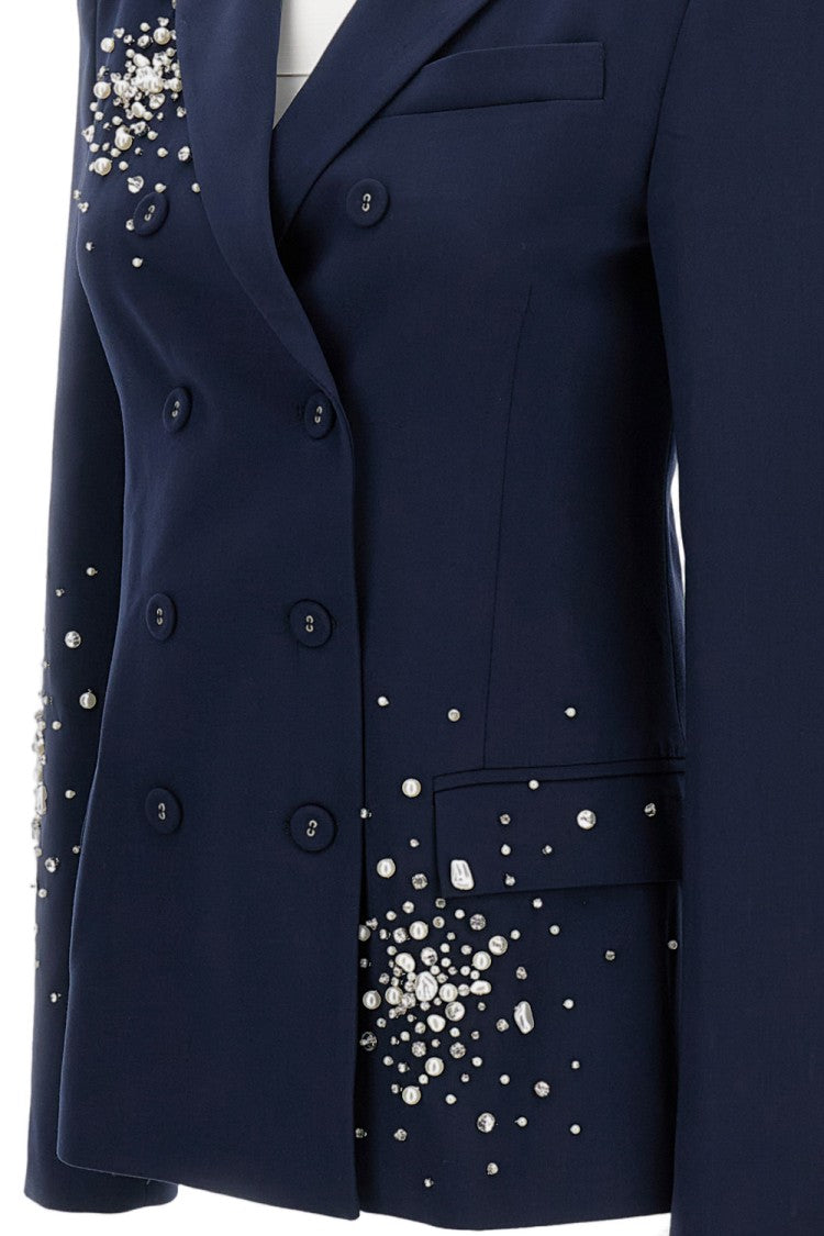 Des Phemmes Double-Breasted Blazer With Embroidery