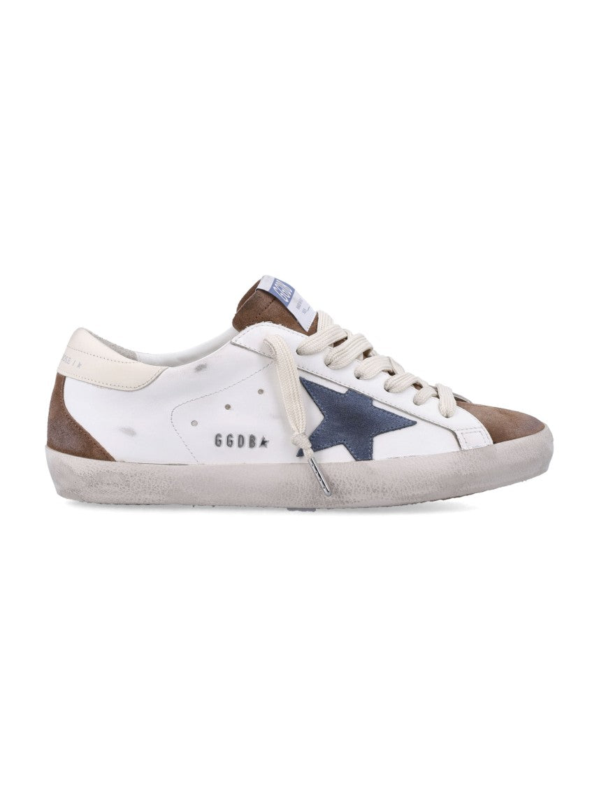 Golden Goose Distressed White Leather Sneakers With Suede Accents
