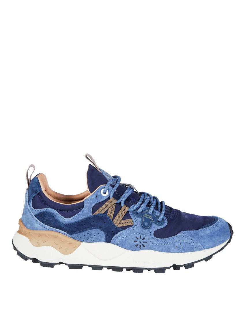 Flower Mountain Blue Yamano 3 Suede-Blend Layered Textured Sole Sneakers