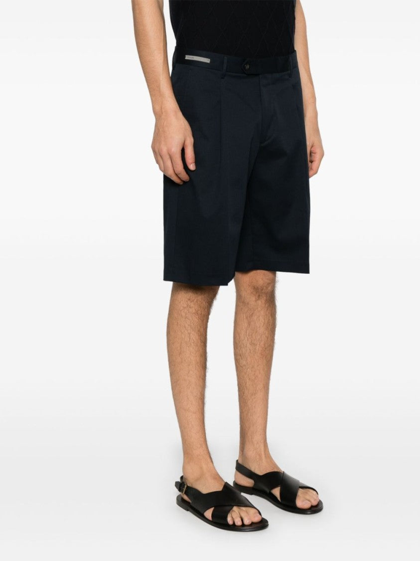 Corneliani Tailored Blue Shorts With Subtle Sheen