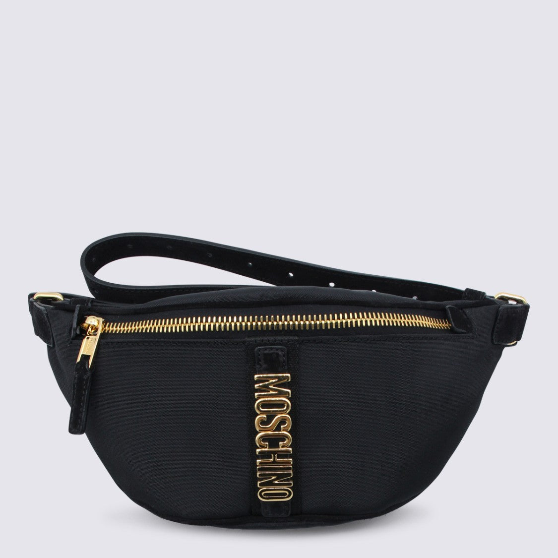 Moschino Black Belt Bag With Gold Hardware
