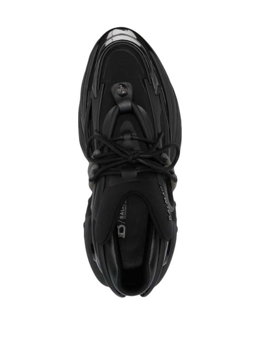 Balmain Black Silk And Nylon Lace Sneakers