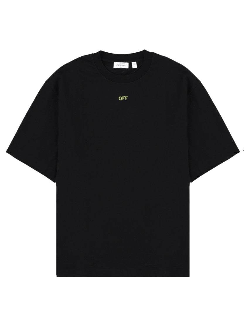 Off-White Abstract Graphic Cotton Crewneck T-Shirt