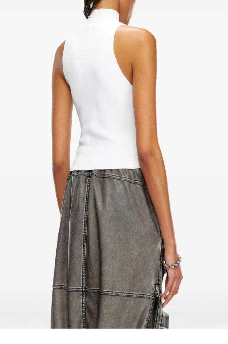 Diesel Ribbed High Neck Sleeveless Top
