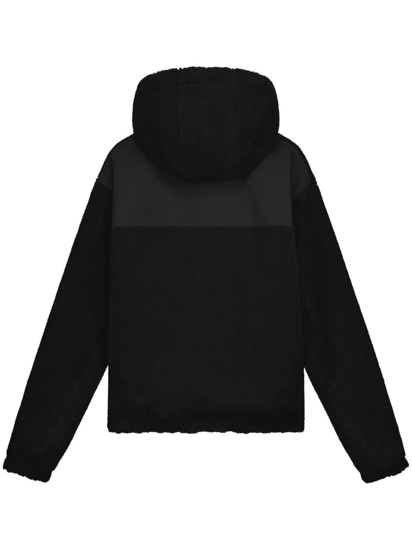 Arte Black Nylon Technical Jacket With Fleece Accents