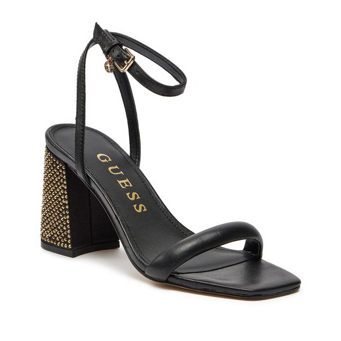 Guess Black Gelectra Studded Block Heel Sandals