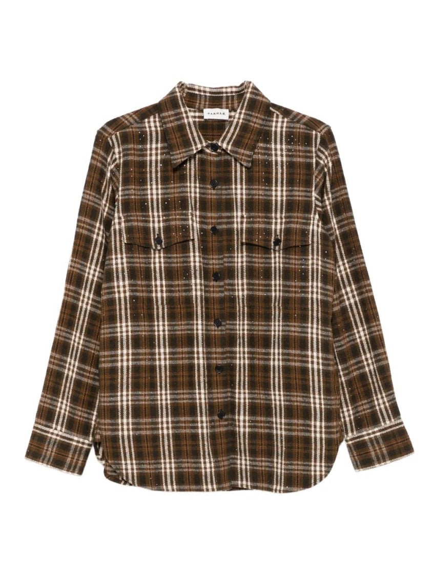 P.A.R.O.S.H. Plaid Button-Up Shirt With Chest Pockets