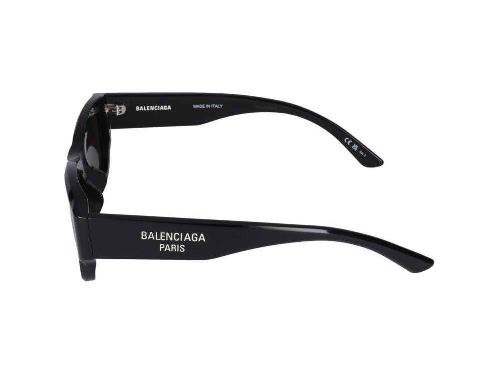 Balenciaga Black Bold Rectangular Acetate Sunglasses