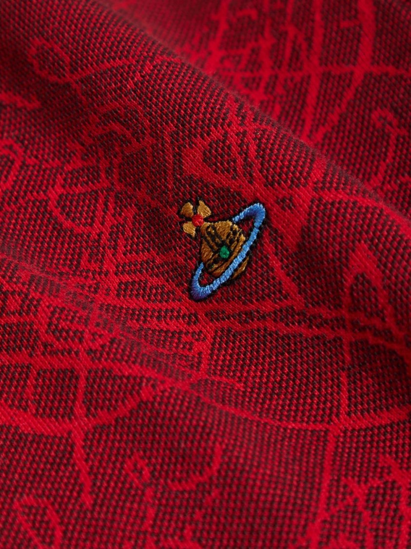 Vivienne Westwood Red Silk And Nylon Crew Neck Polo