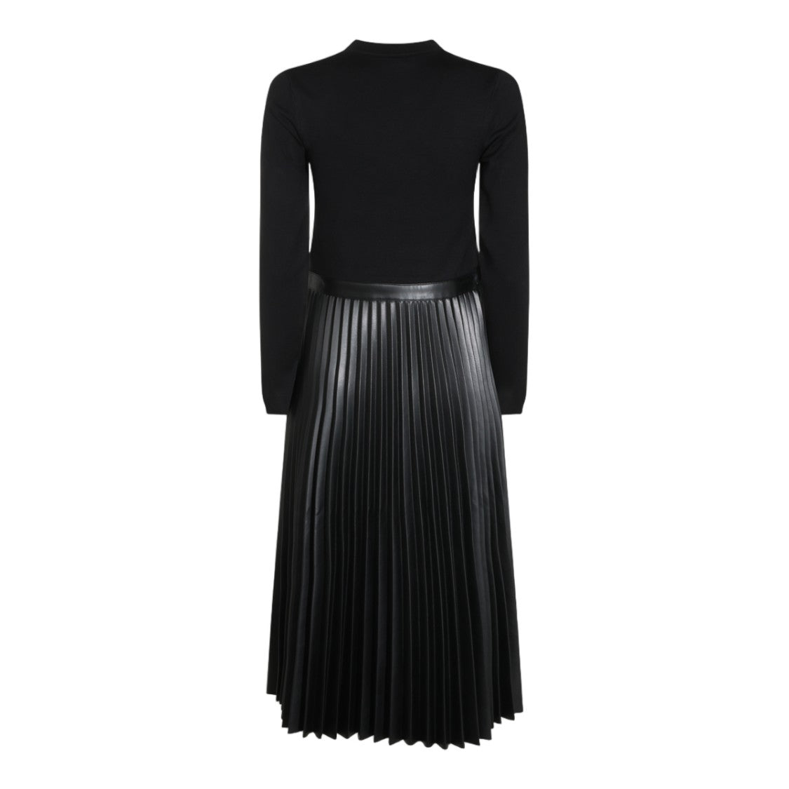 Twin-Set Fitted Knit Top Faux Leather Midi Dress