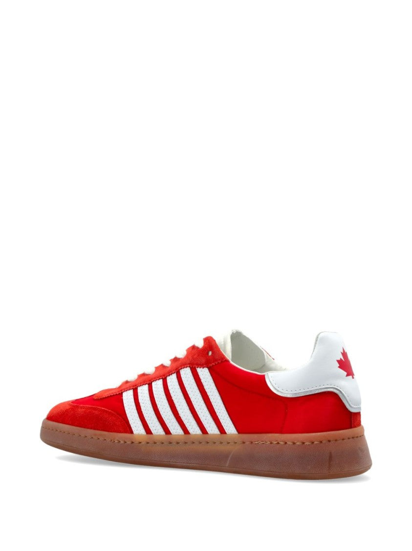 Dsquared2 Red Leather Striped Detail Lace Sneakers