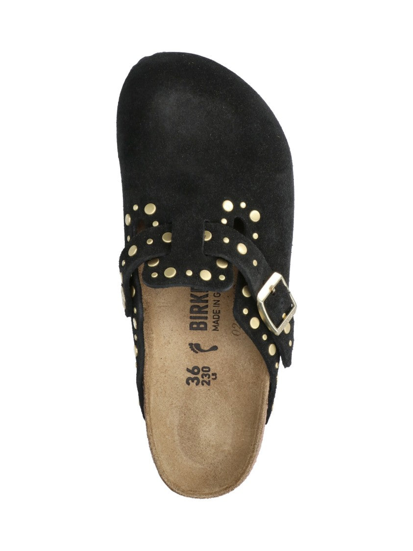 Birkenstock Black Slip-On Gold Studded Sandals