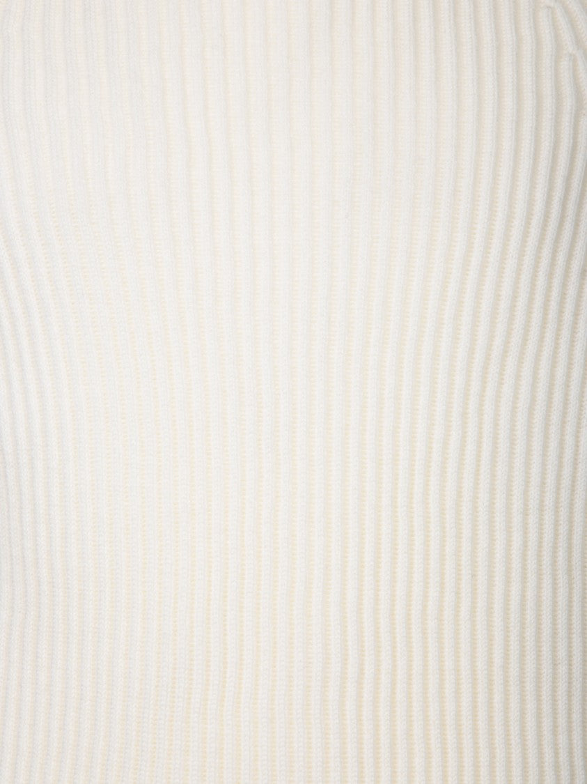 Zanone High Collar White Rib Knitwear