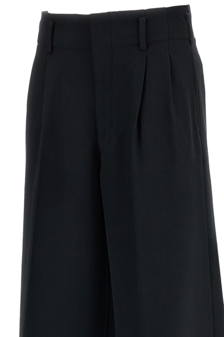 Comme Des Garçons Black High-Rise Cuffed Wool Gabardine Wide-Leg Pants