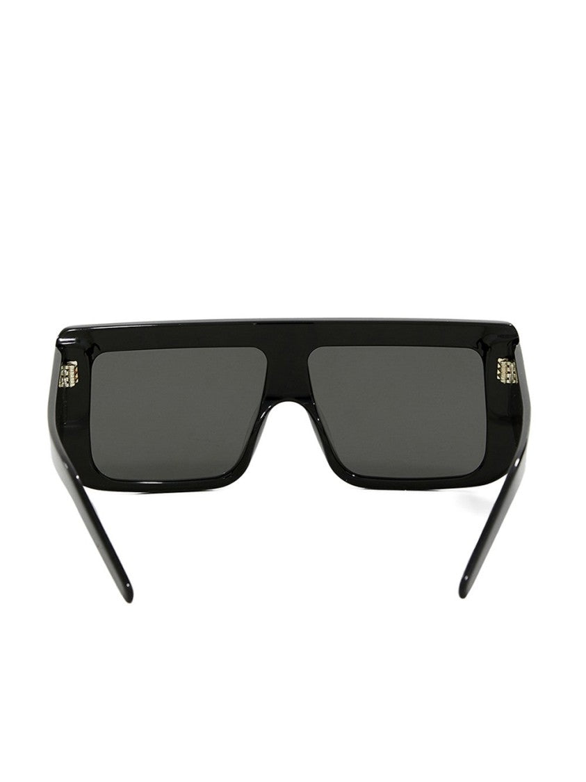 Rick Owens Rectangular Black Acetate Sunglasses With Silver Rivets