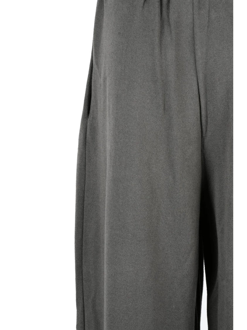 Eleh Grey Pleated High-Waisted Cotton-Blend Pants