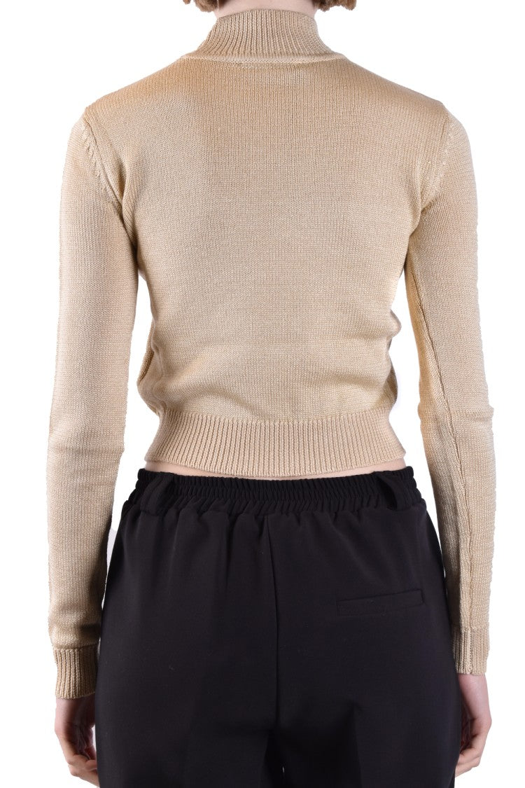 Chiara Ferragni Cropped Multicolor Sweater High Neckline Ribbed