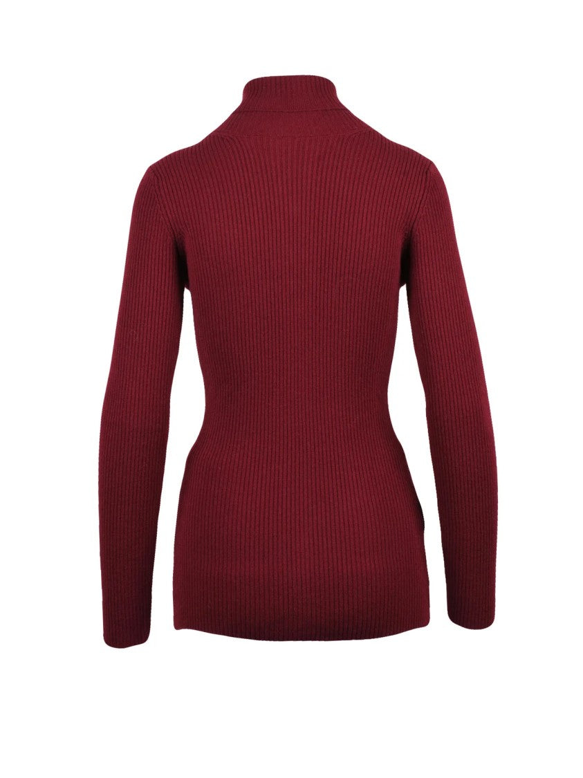 Yohji Yamamoto Ribbed Wool Cashmere Cardigan With High Neck Design