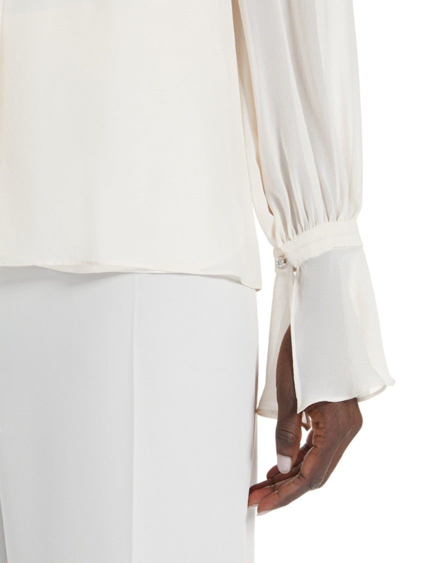 Max Mara Gathered Neckline Blouse With Flared Cuffs