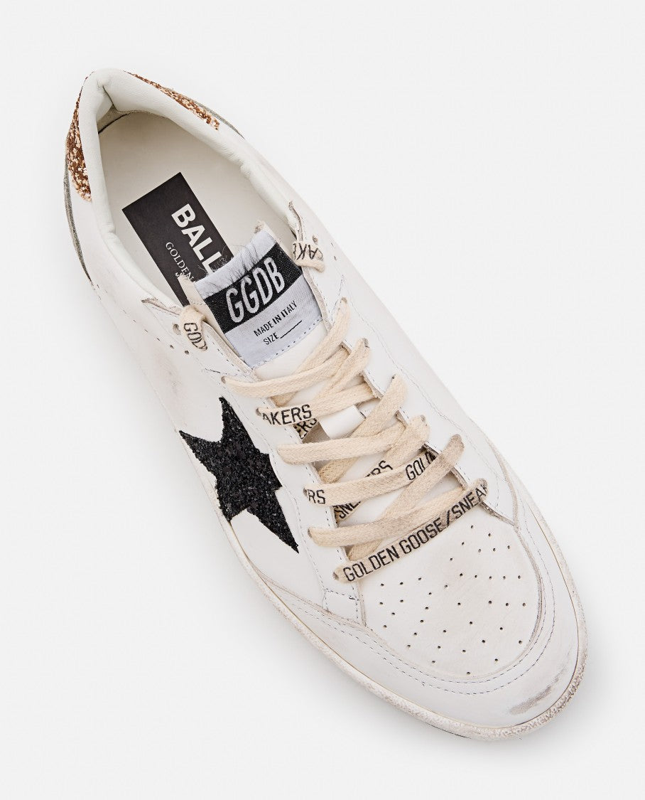 Golden Goose Ballstar White Sneakers With Black Star