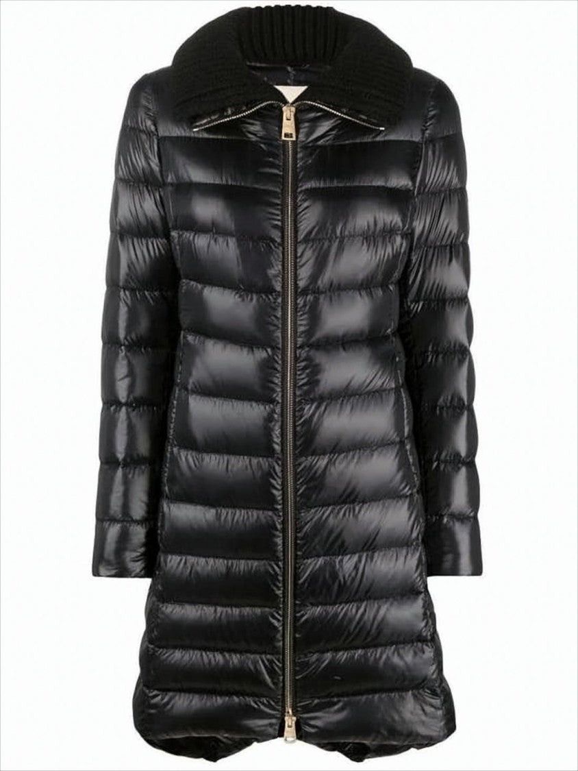 Herno Quilted Black Down Coat With Silhouette