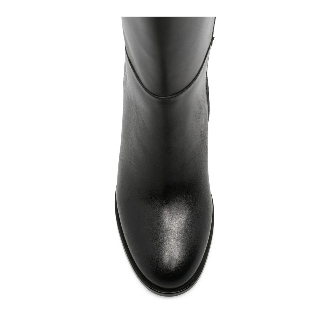 Adrianna Feretti Black Streamlined High Block Heel Leather Boots