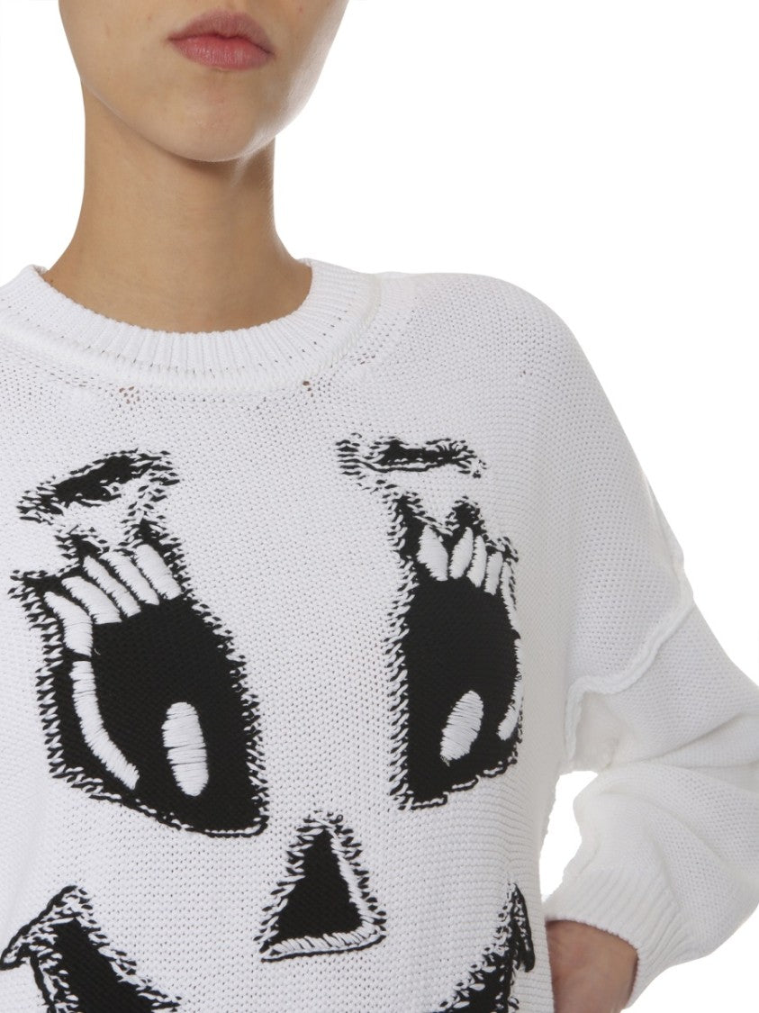 Moschino Graphic Face Round Neck Sweater