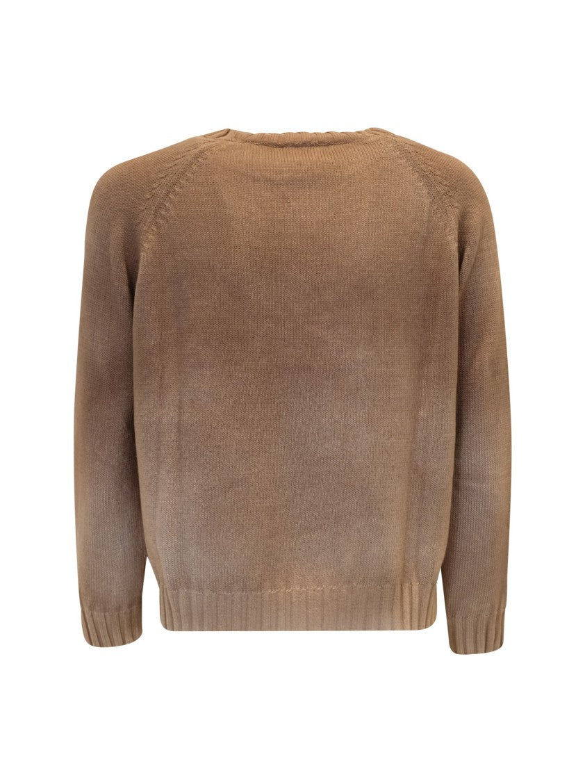 Alessandro Aste Camel Cotton Tebe Spray Art Sweatery Art Sweater